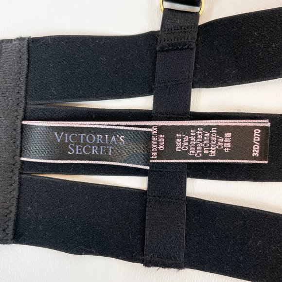 NWOT Victoria's Secret Bra 32D Unlined Balconet Strappy Banded Black - Picture 6 of 9